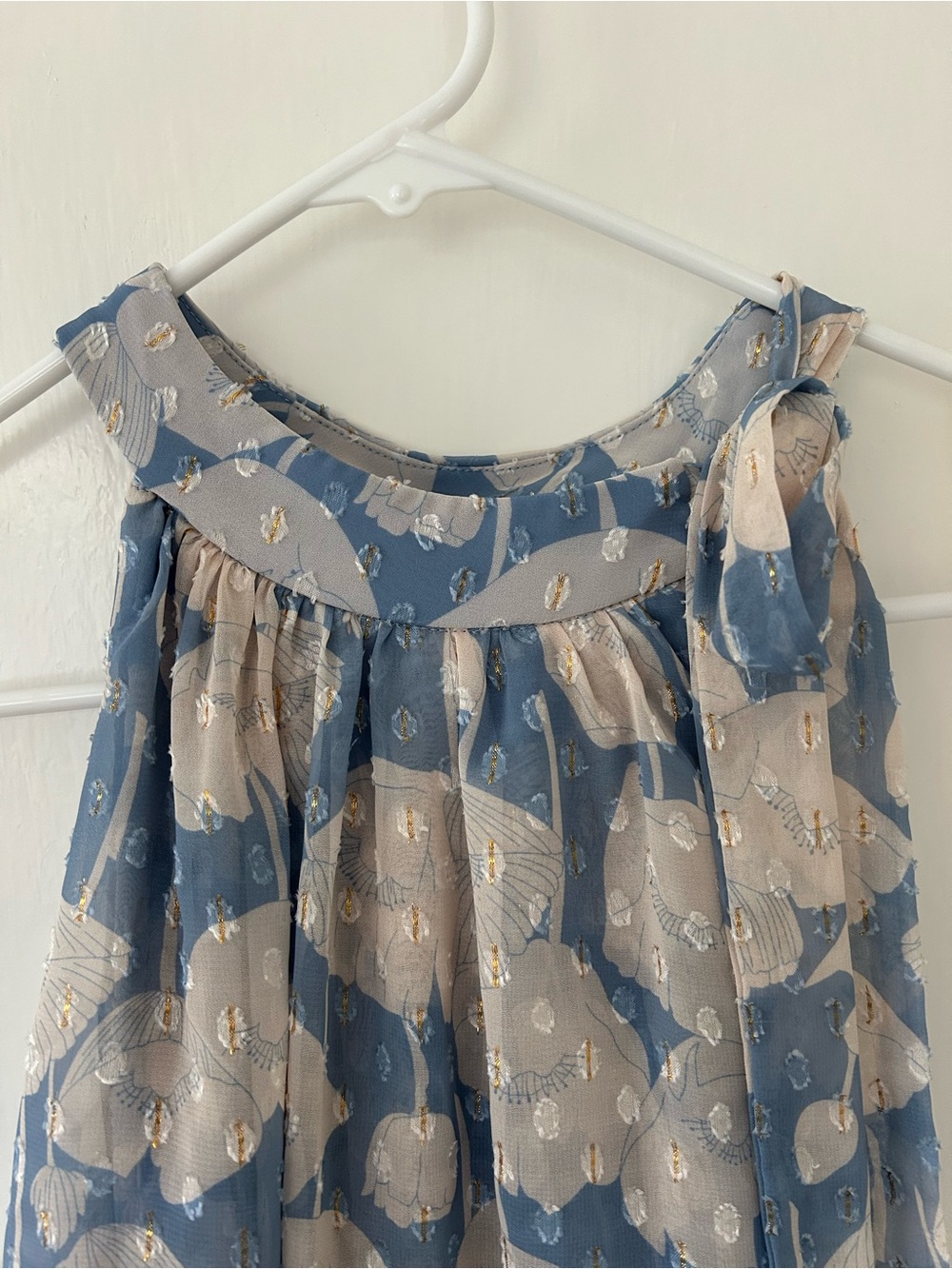 Adrianna Papell Popover Blue and Cream Halter Shoulder Tie Maxi Dress 4